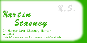 martin stasney business card